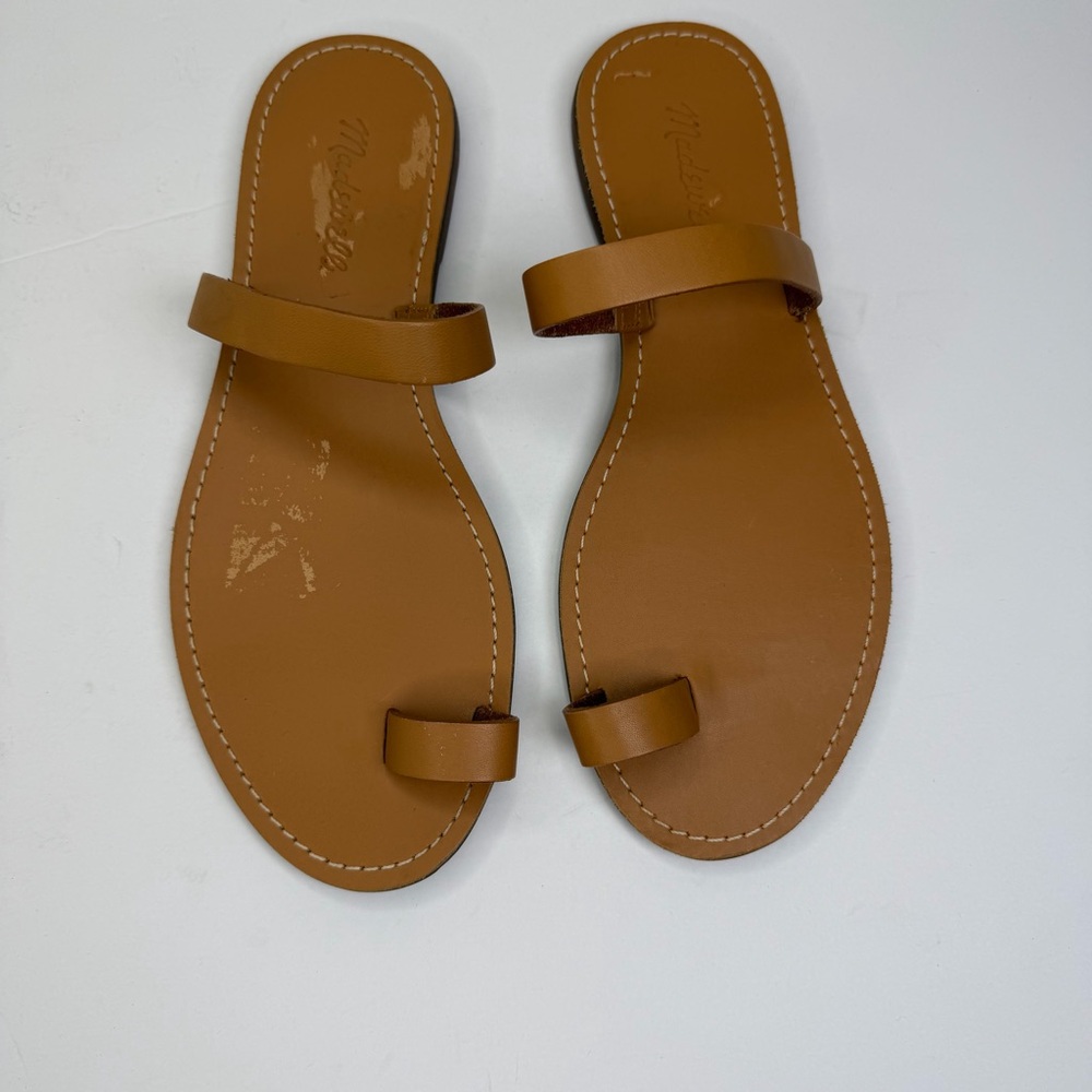 Madewell Women’s Desert Camel The Boardwalk Bare Slide Leather Sandals Size 8.5 - Picture 2 of 12